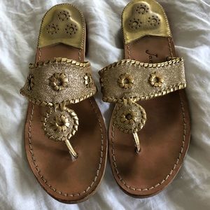 Jack Rogers Gold Sparkle Sandals Size 10